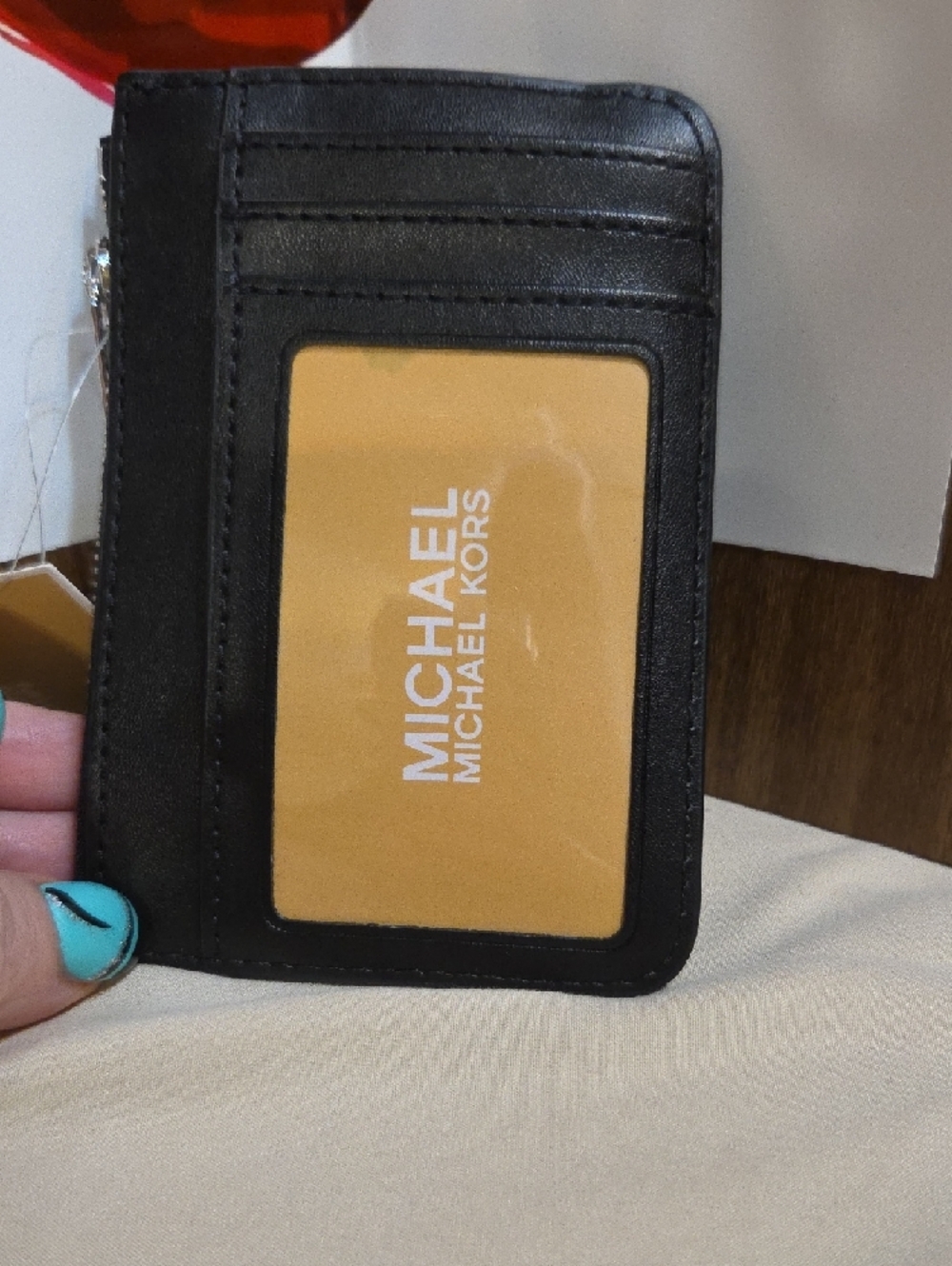 Michael Kors Black Signature MK Zip Card Case CoinPouch NWT - Picture 6 of 8
